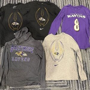 Nike Kids Baltimore Ravens Long Sleeve Tees - Black, Gray, Purple